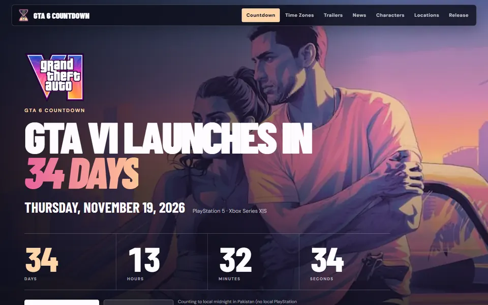 GTA 6 Countdown homepage