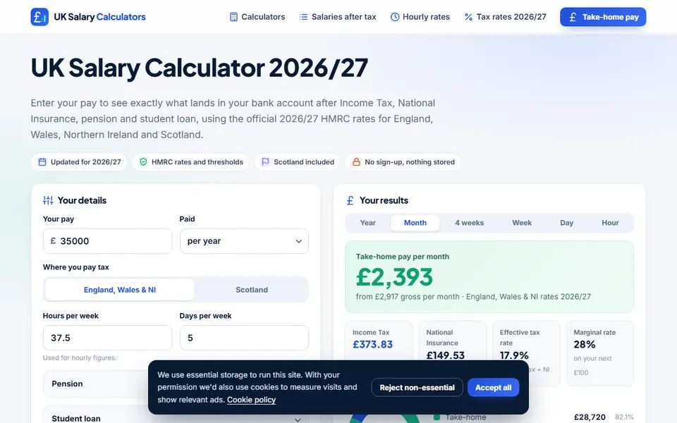 UK Salary Calculators homepage
