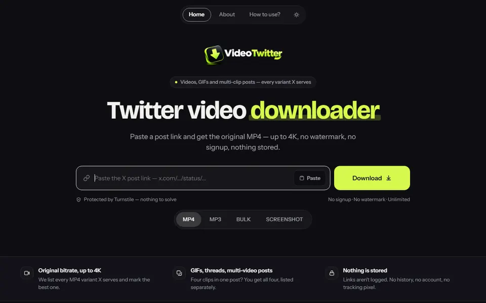 VideoTwitter homepage